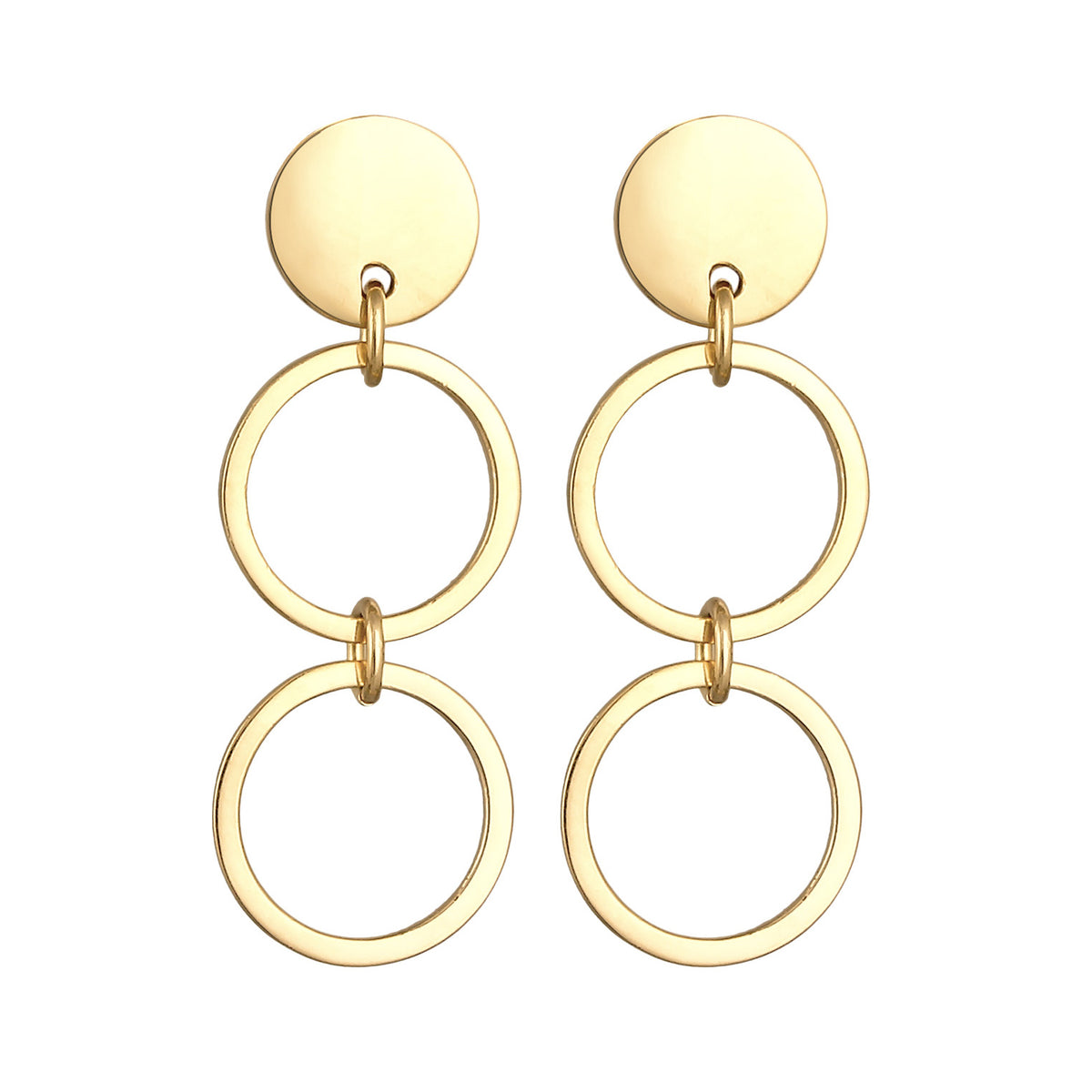 Gold - Elli | Ohrhänger Plättchen Ringe | 925er Sterling Silber