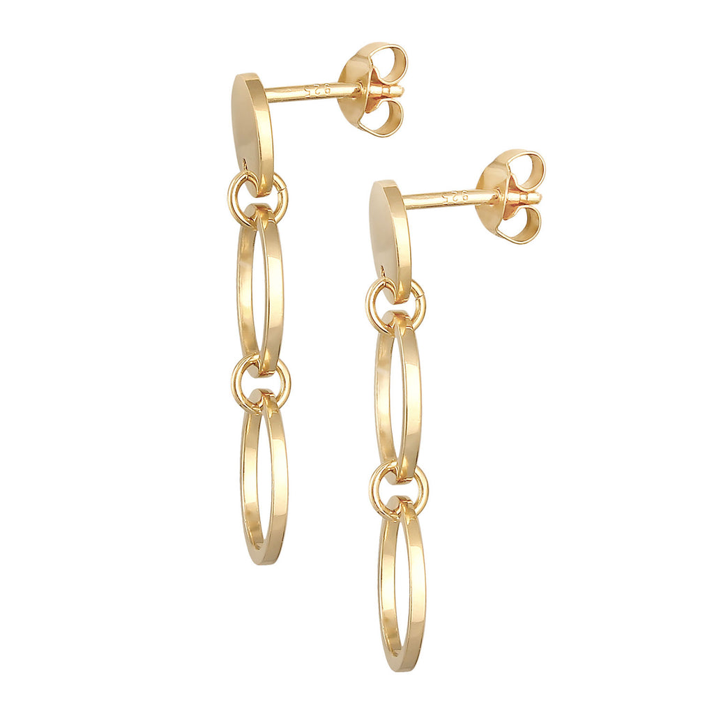 Gold - Elli | Ohrhänger Plättchen Ringe | 925er Sterling Silber