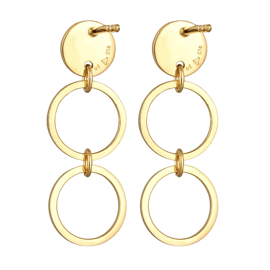 Gold - Elli | Ohrhänger Plättchen Ringe | 925er Sterling Silber