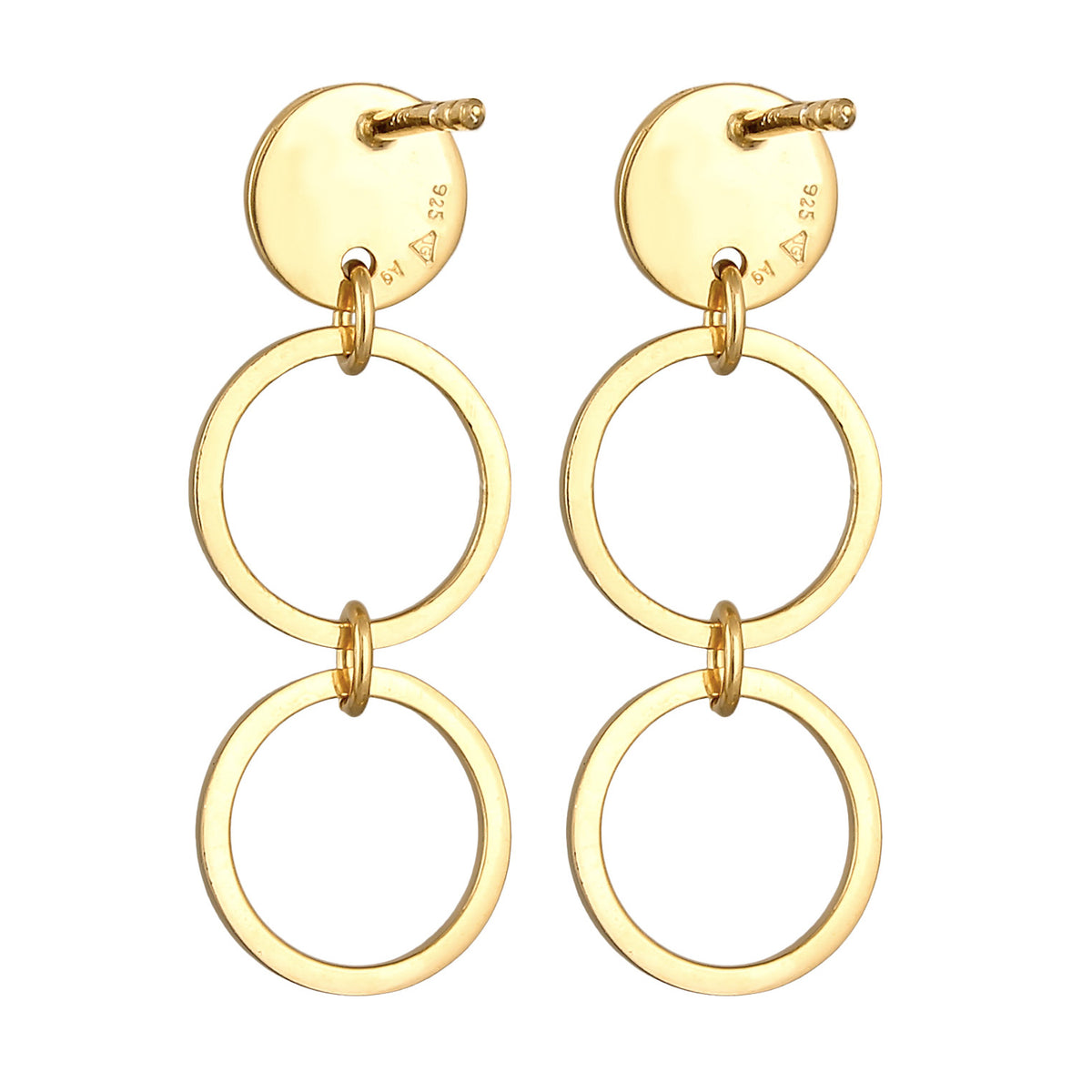 Gold - Elli | Ohrhänger Plättchen Ringe | 925er Sterling Silber