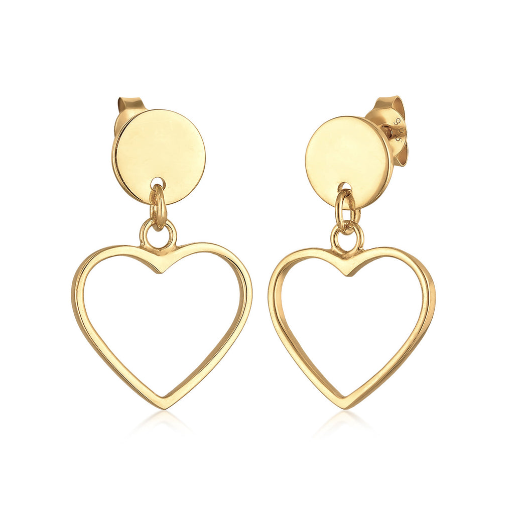 Gold - Elli | Ohrhänger Herz | 925er Sterling Silber
