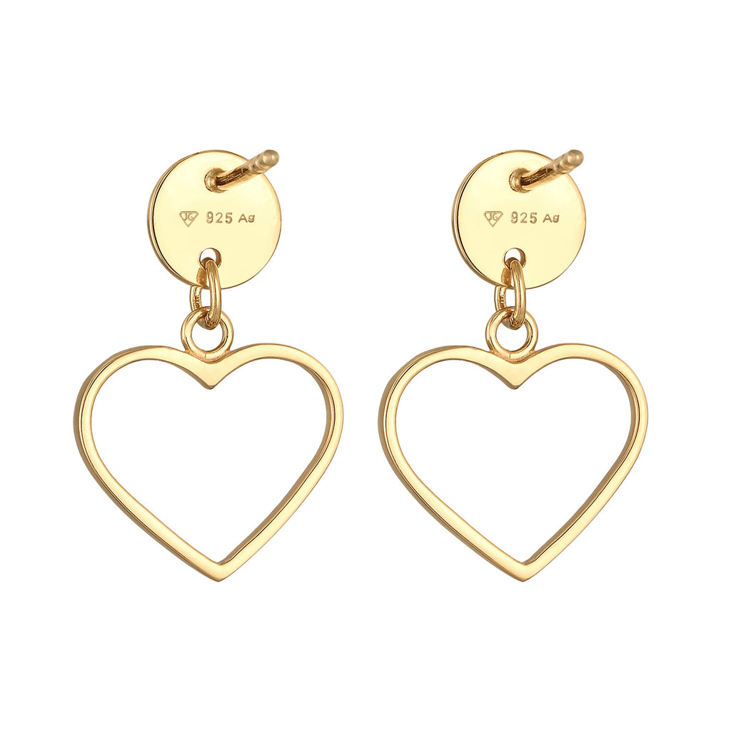 Gold - Elli | Ohrhänger Herz | 925er Sterling Silber
