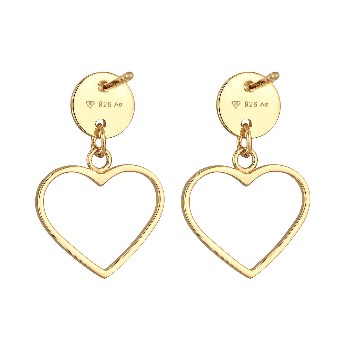 Gold - Elli | Ohrhänger Herz | 925er Sterling Silber