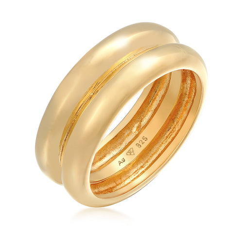 Gold - Elli PREMIUM | Bandring Gewölbt | 925er Sterling Silber