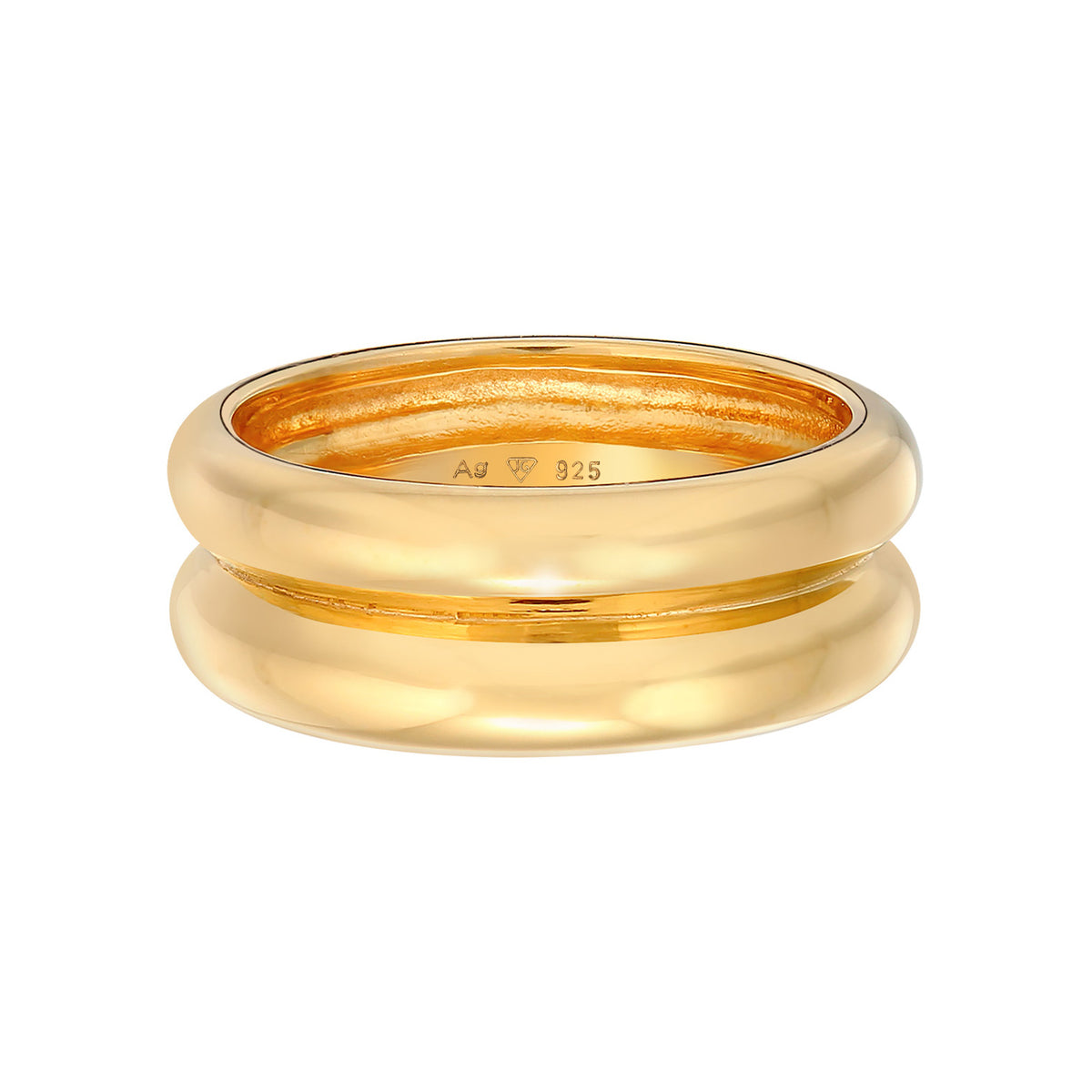 Gold - Elli PREMIUM | Bandring Gewölbt | 925er Sterling Silber