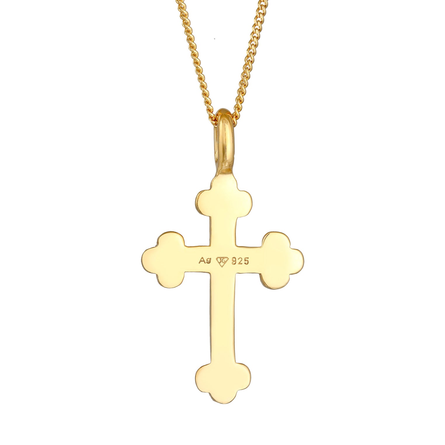 Gold - Elli | Halskette Kreuz Anhänger | 925er Sterling Silber