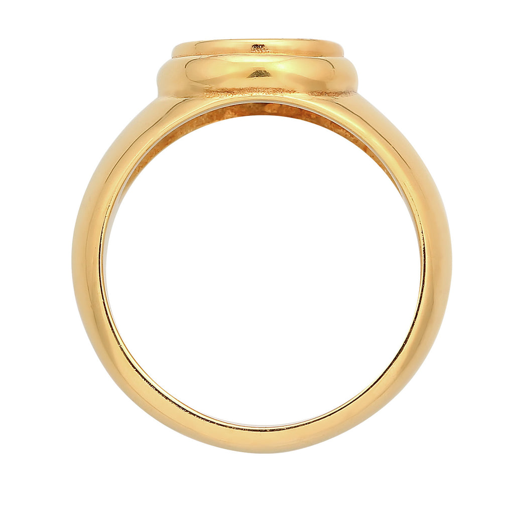 Gold - Elli | Siegelring Ying Yang | Emaille | 925er Sterling Silber Vergoldet