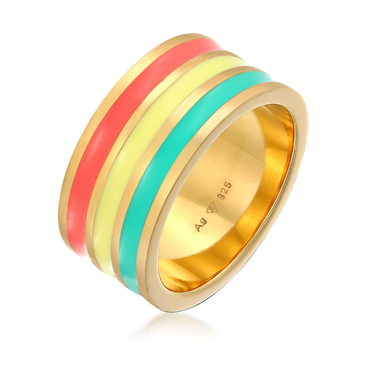 Bunt - Elli | Bandring | Emaille | 925er Sterling Silber Vergoldet