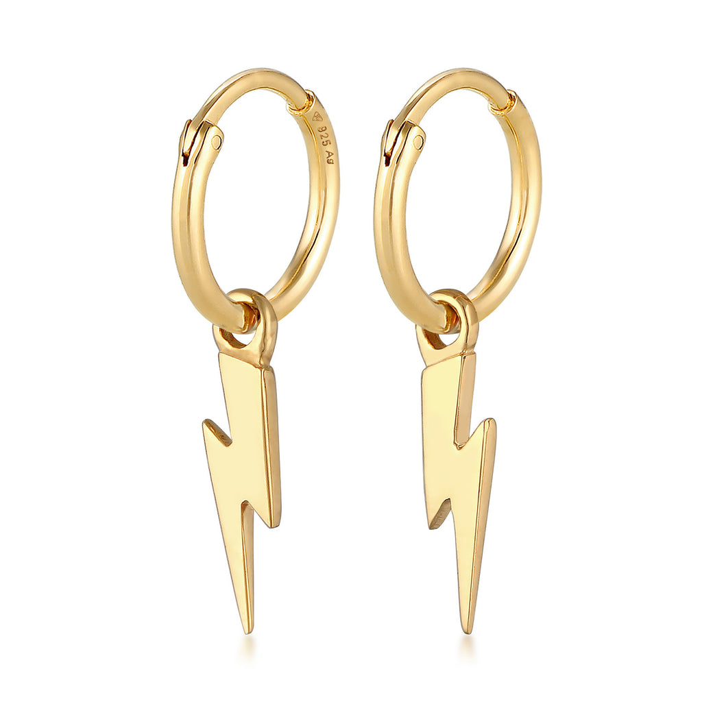 Gold - Elli PREMIUM | Creolen Blitz | 925er Sterling Silber