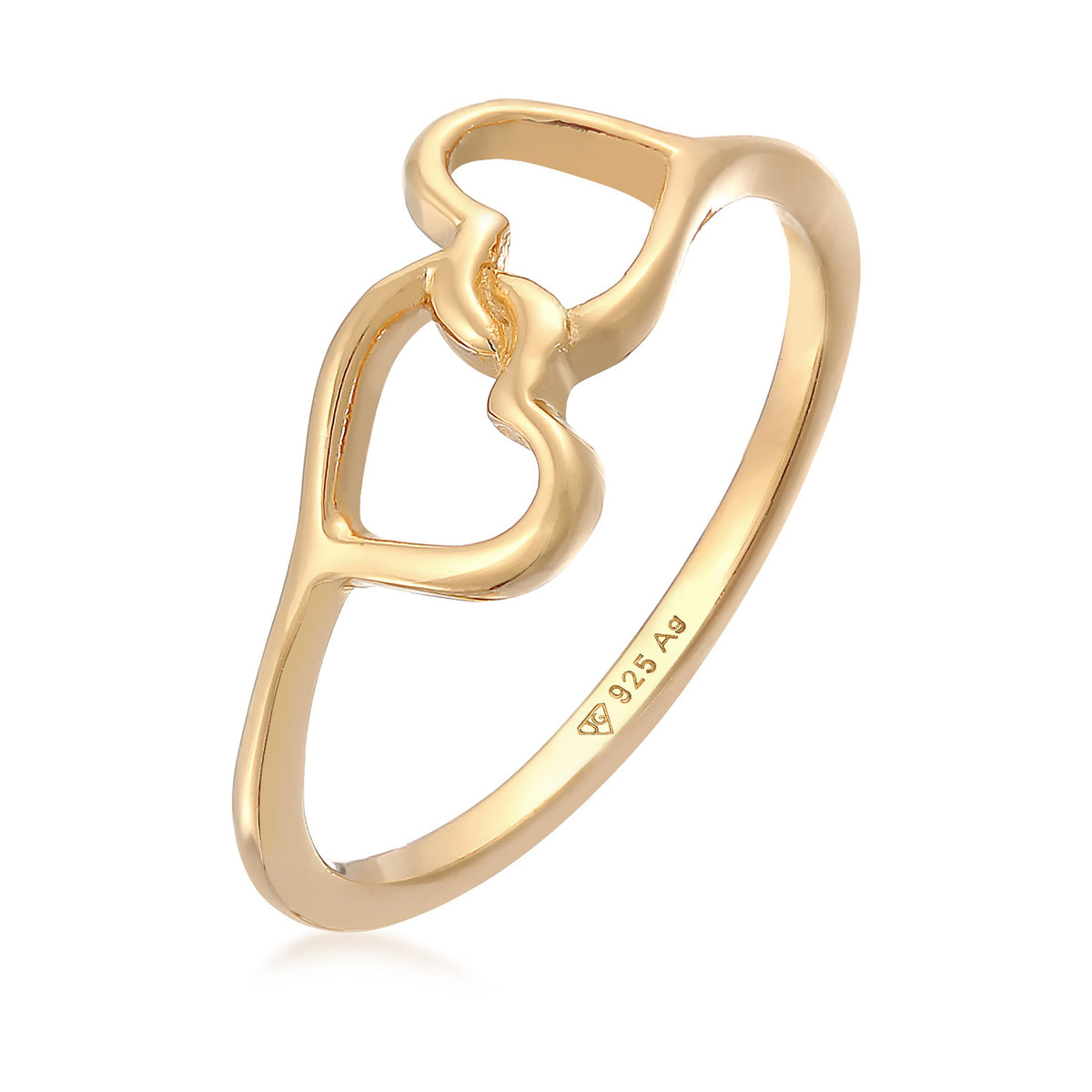 Gold - Elli | Ring Herzen | 925er Sterling Silber vergoldet