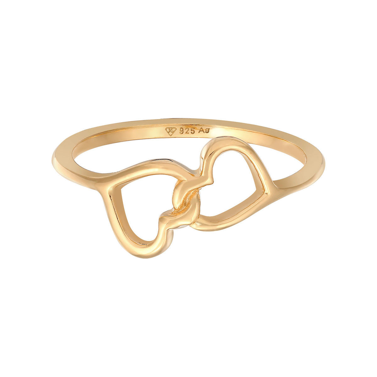 Gold - Elli | Ring Herzen | 925er Sterling Silber vergoldet