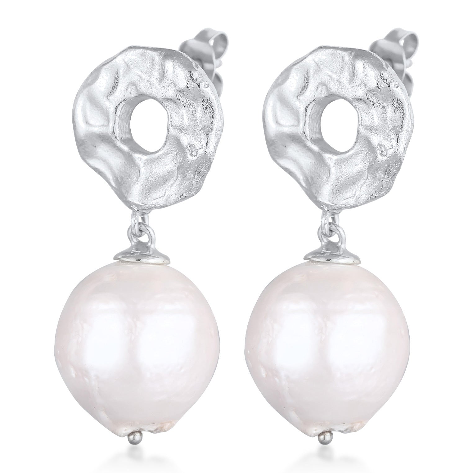 Silber - Elli PREMIUM | Ohrhänger Organic | Süßwasserperlen | 925er Sterling Silber