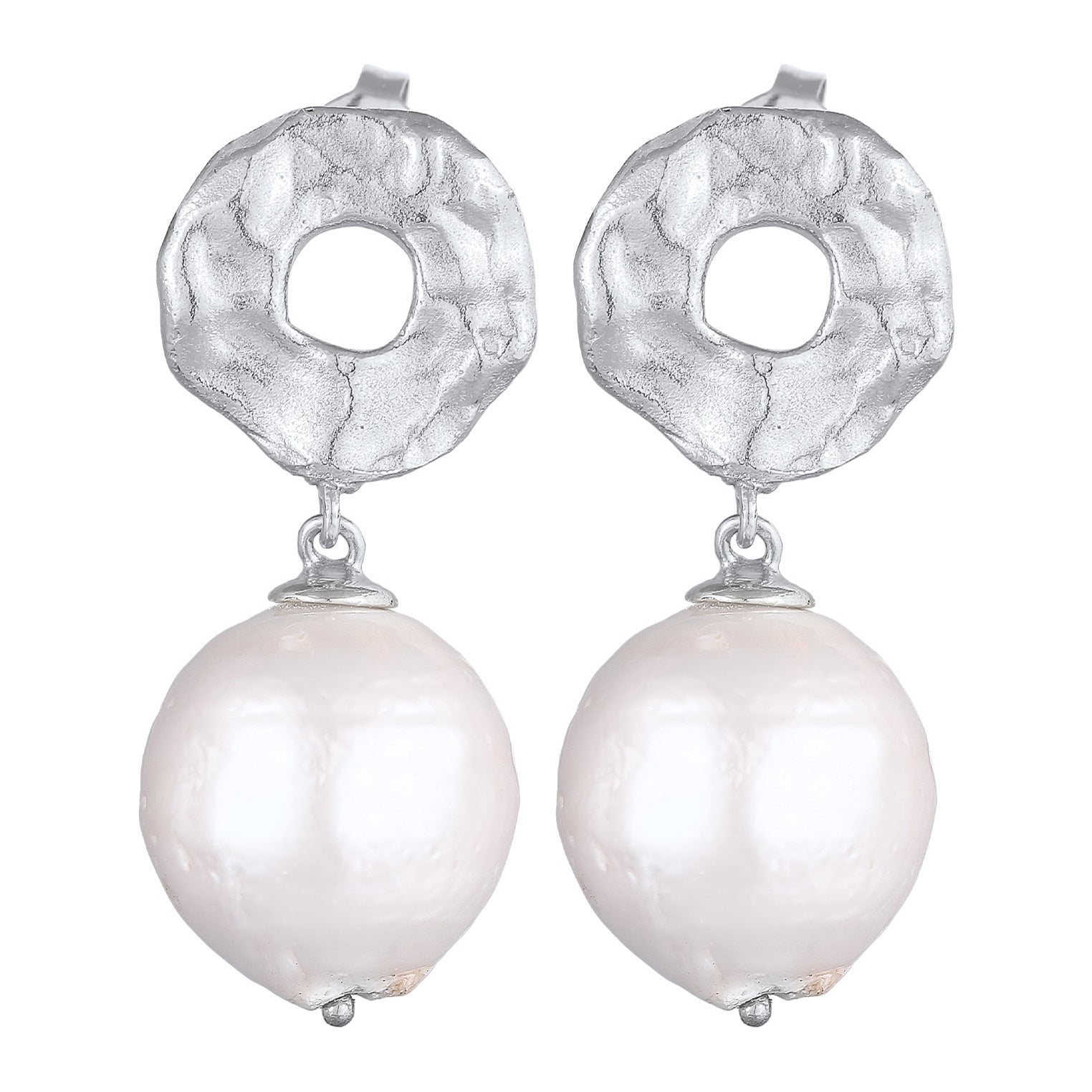 Silber - Elli PREMIUM | Ohrhänger Organic | Süßwasserperlen | 925er Sterling Silber