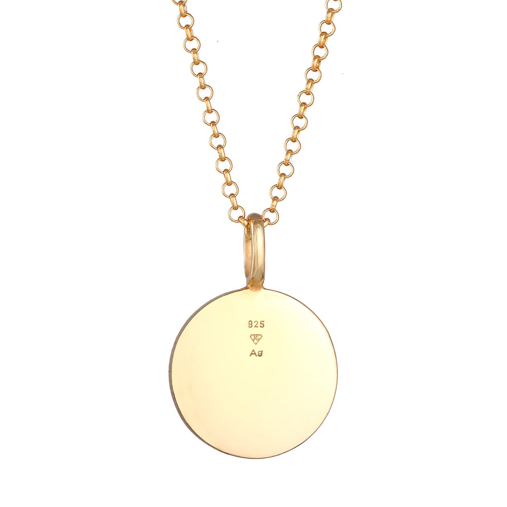Blau - Elli | Halskette mit Smiling Face | Emaille (Blau) | 925er Sterling Silber Vergoldet