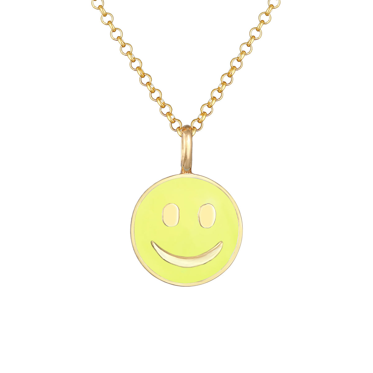 Gelb - Elli | Halskette mit Smiling Face | Emaille | 925er Sterling Silber