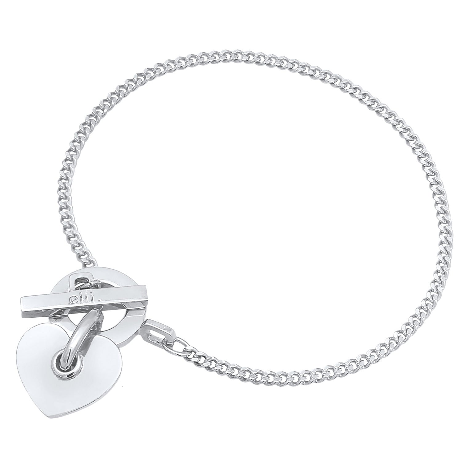 Silber - Elli PREMIUM | Herz T-Bon Verschluss Modern 925 Silber rhodiniert