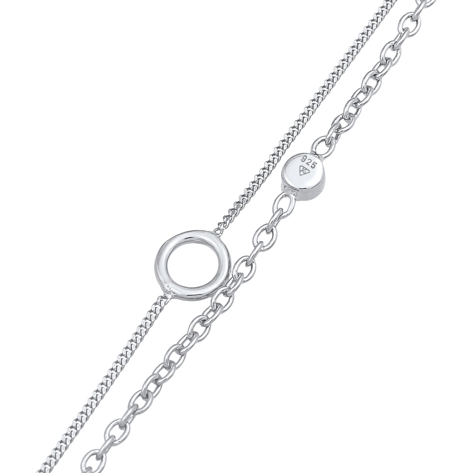 Silber - Elli | Layer-Armband Kreis | Kristall (Weiß) | 925er Sterling Silber