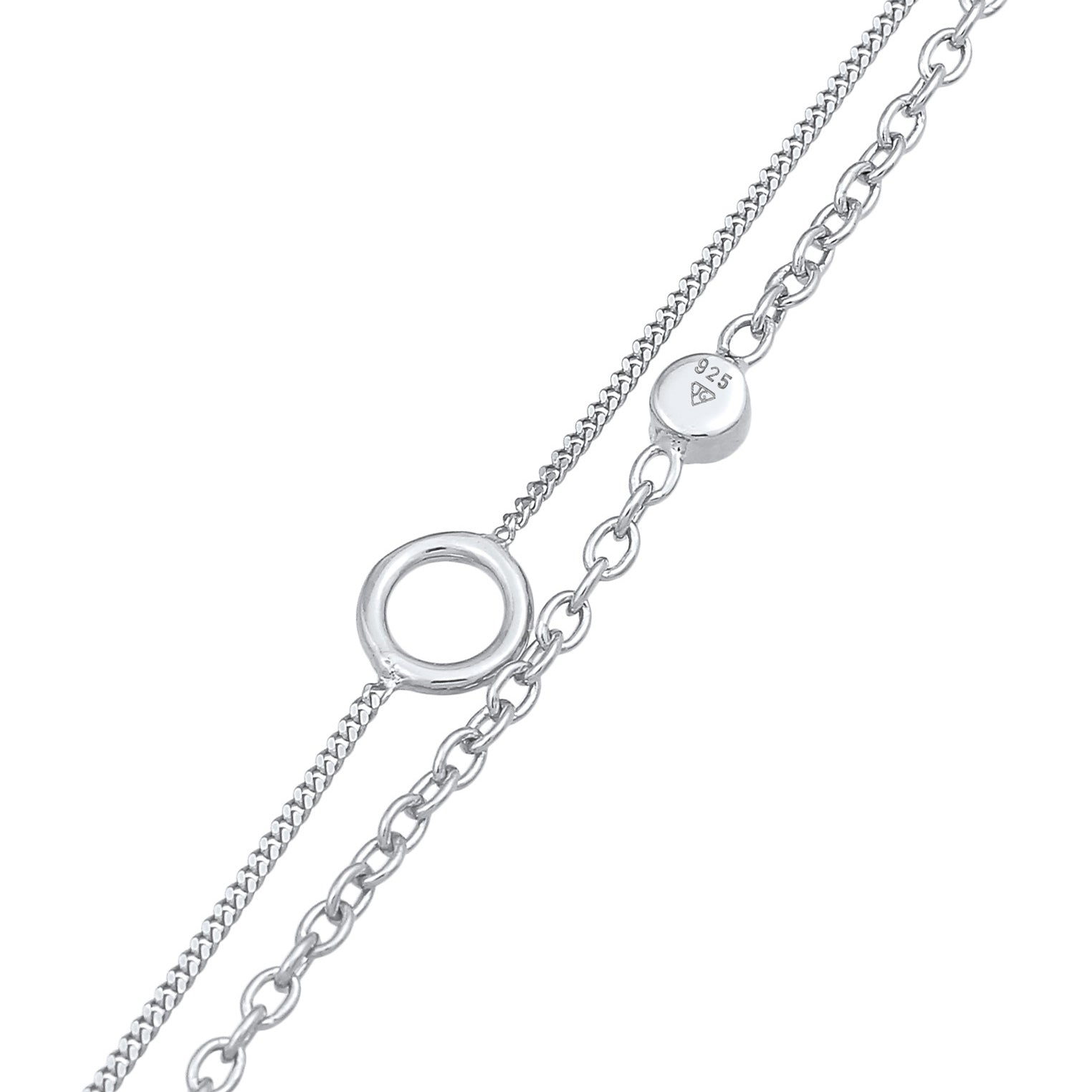 Silber - Elli | Layer-Armband Kreis | Mit Kristallen von Swarovski® (Weiß) | 925er Sterling Silber