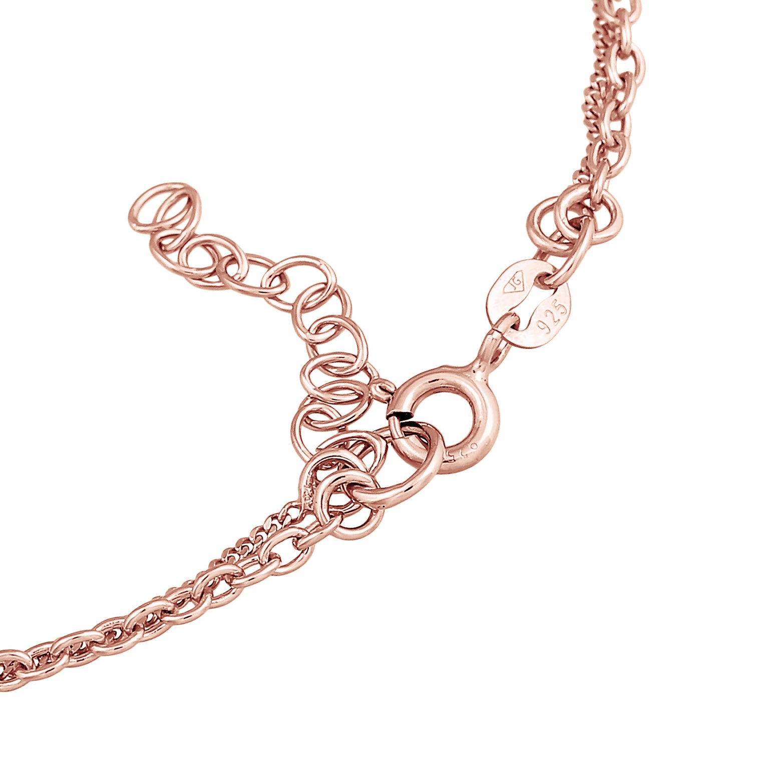 Roségold - Elli | Layer-Armband Kreis | Kristall (Weiß) | 925er Sterling Silber