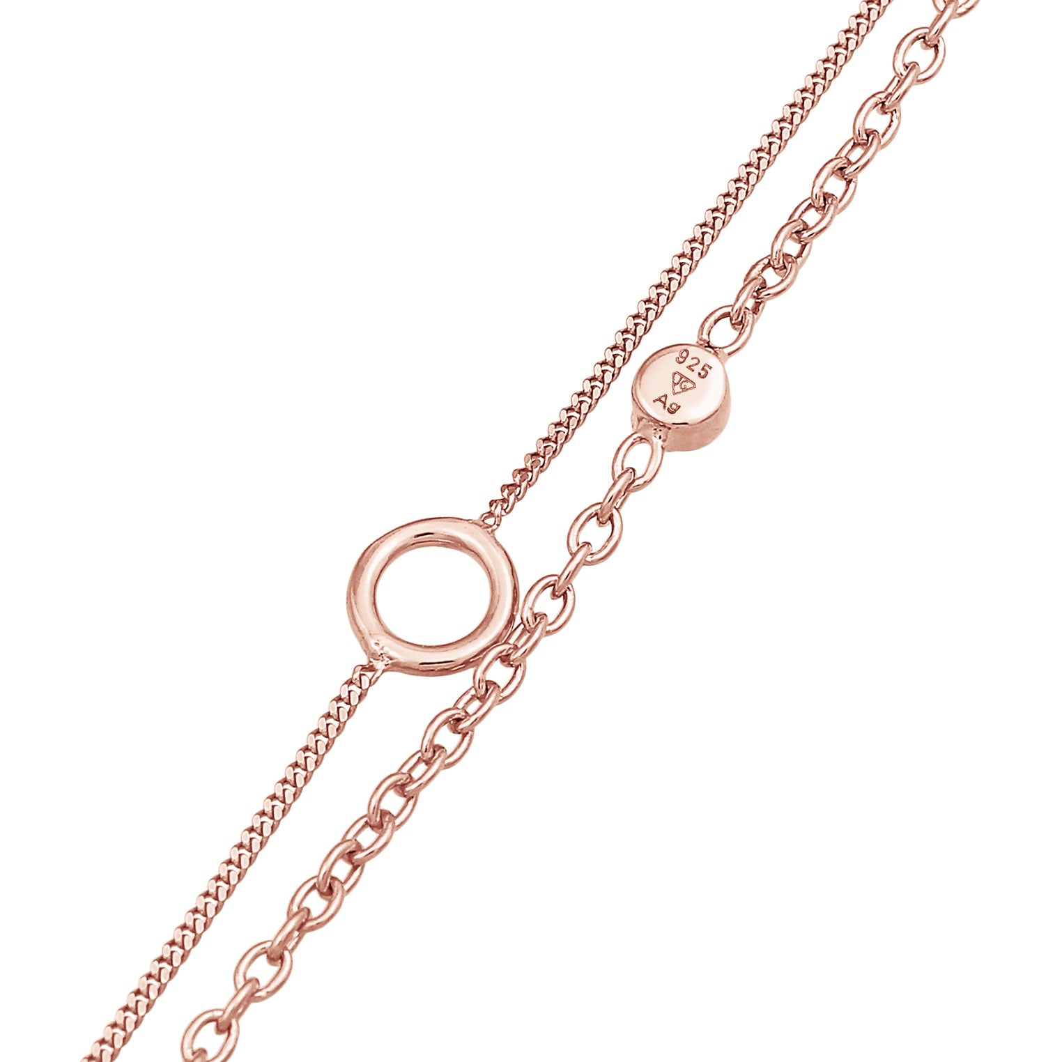 Roségold - Elli | Layer-Armband Kreis | Kristall (Weiß) | 925er Sterling Silber