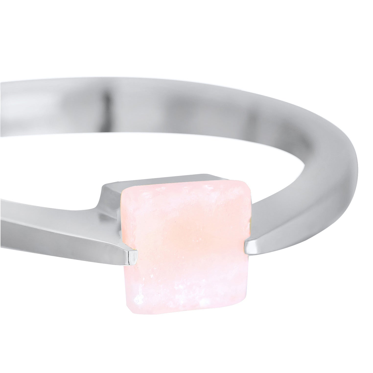 Silber - Elli PREMIUM | Solitär-Ring Viereck | Quarz (Rosa) | 925er Sterling Silber