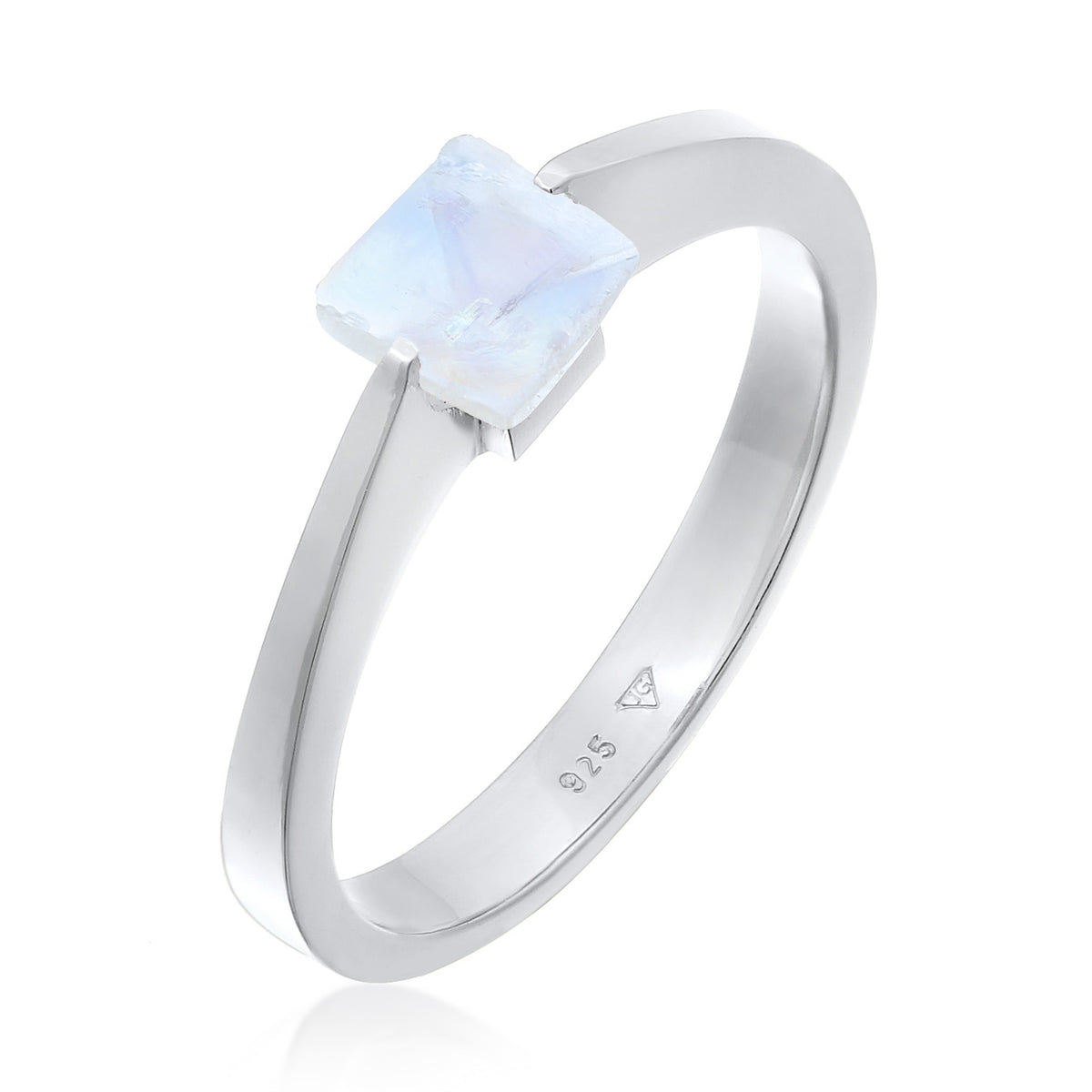Silber - Elli PREMIUM | Solitär-Ring Viereck | Mondstein | 925er Sterling Silber