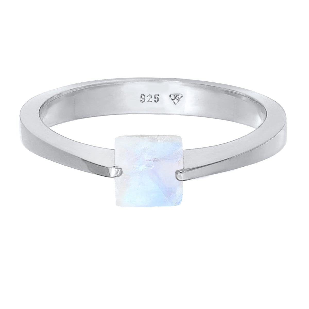 Silber - Elli PREMIUM | Solitär-Ring Viereck | Mondstein | 925er Sterling Silber