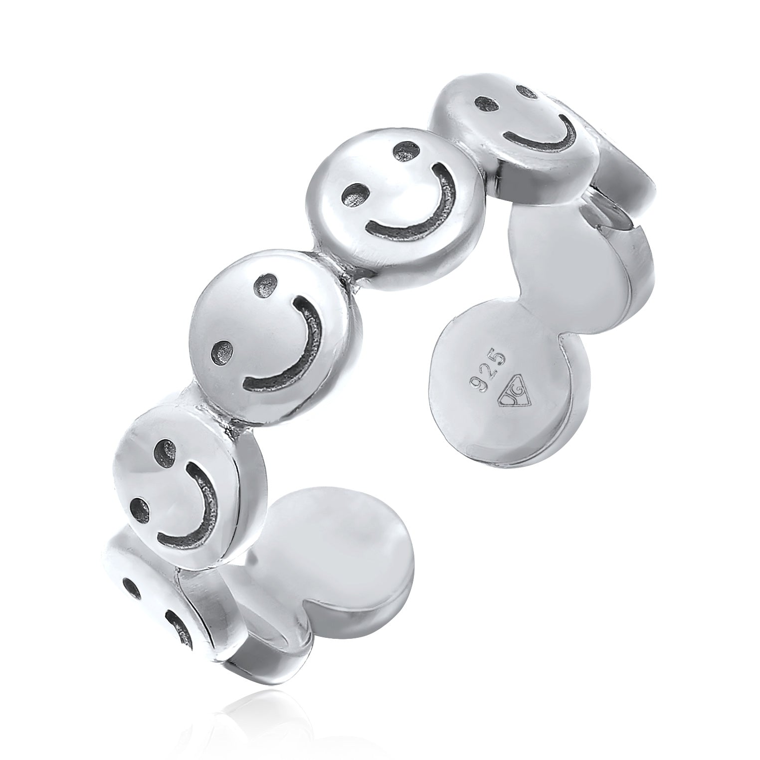 Silber - Elli | Bandring Smile Emoji Offen | 925er Sterling Silber