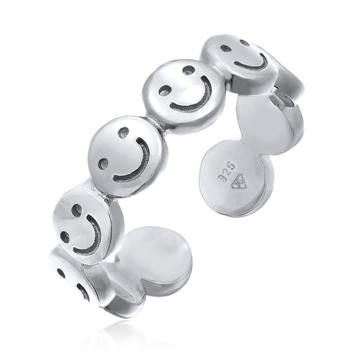 Silber - Elli | Bandring mit Smiling Face Offen | 925er Sterling Silber