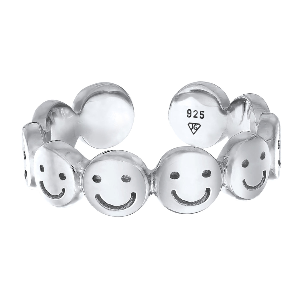 Silber - Elli | Bandring mit Smiling Face Offen | 925er Sterling Silber