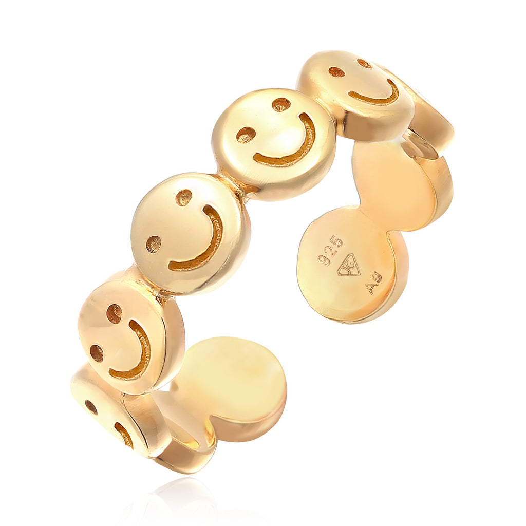 Gold - Elli | Bandring Smiling Offen | 925er Sterling Silber