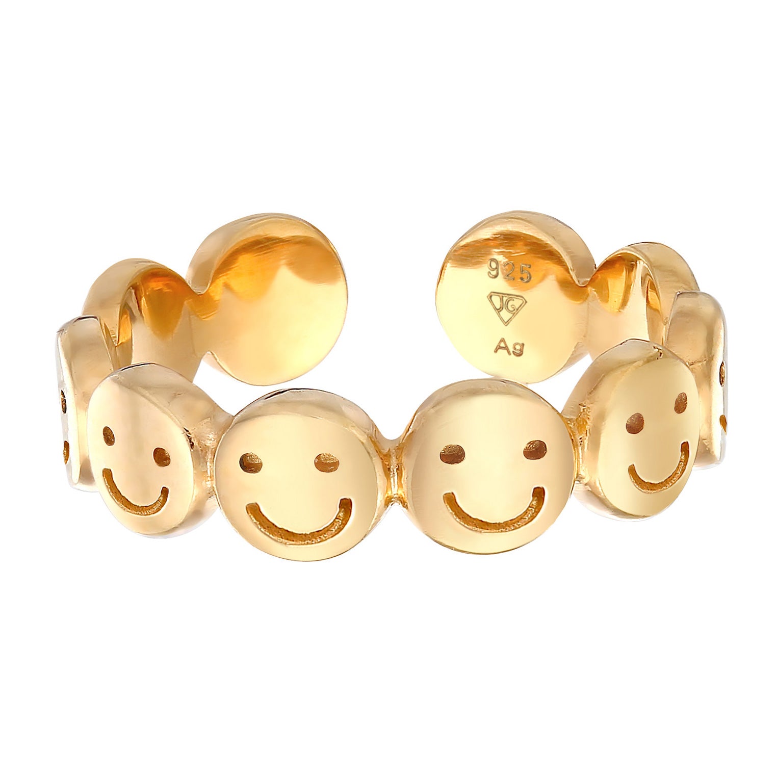 Gold - Elli | Bandring Smiling Offen | 925er Sterling Silber