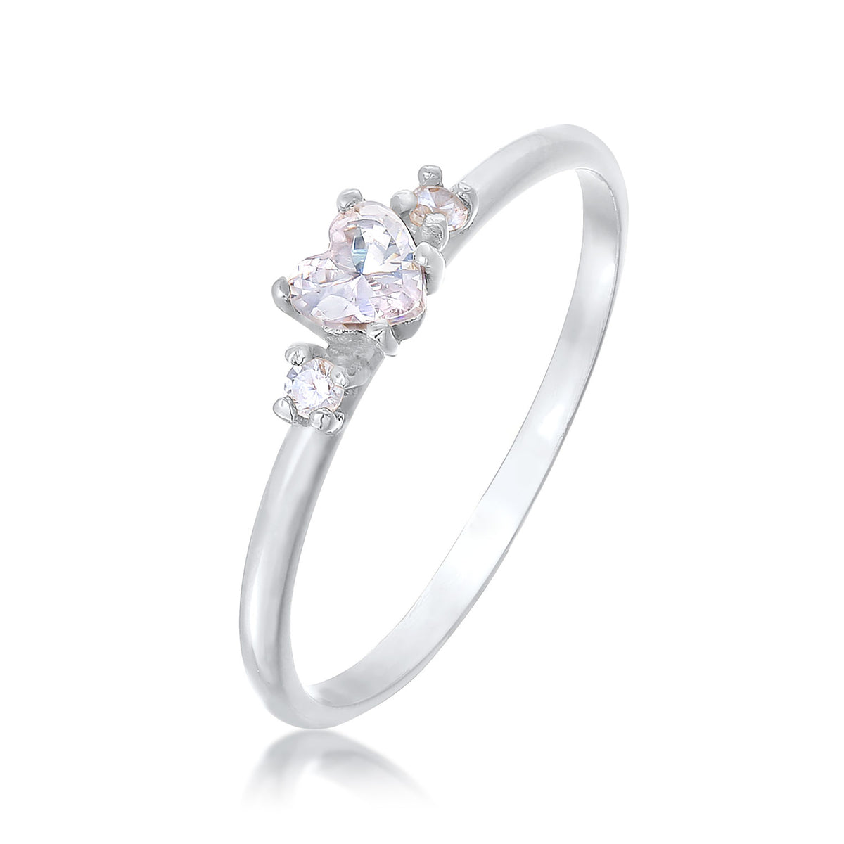 Weiß - Elli | Verlobungsring Herz | Zirkonia (Weiß) | 925er Sterling Silber