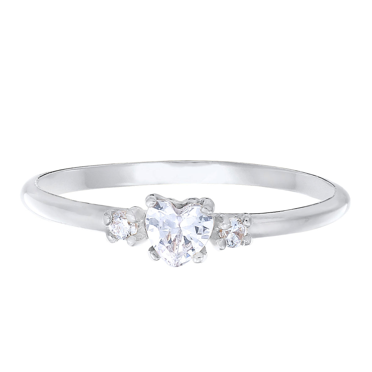 Weiß - Elli | Verlobungsring Herz | Zirkonia (Weiß) | 925er Sterling Silber