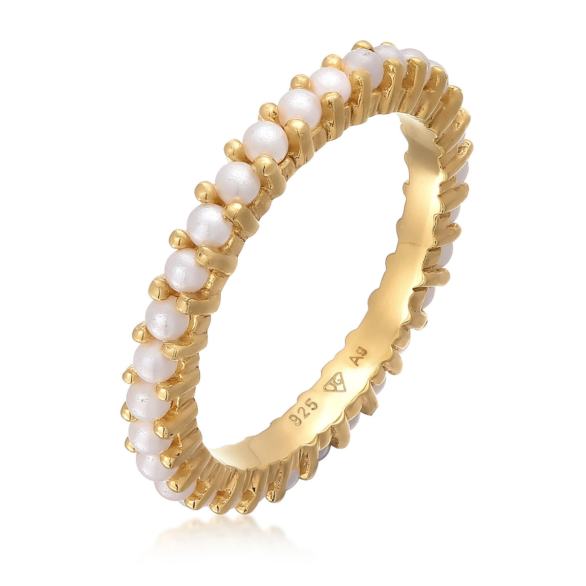 Gold - Elli | Ring Memoire Glasperlen | 925er Sterling Silber