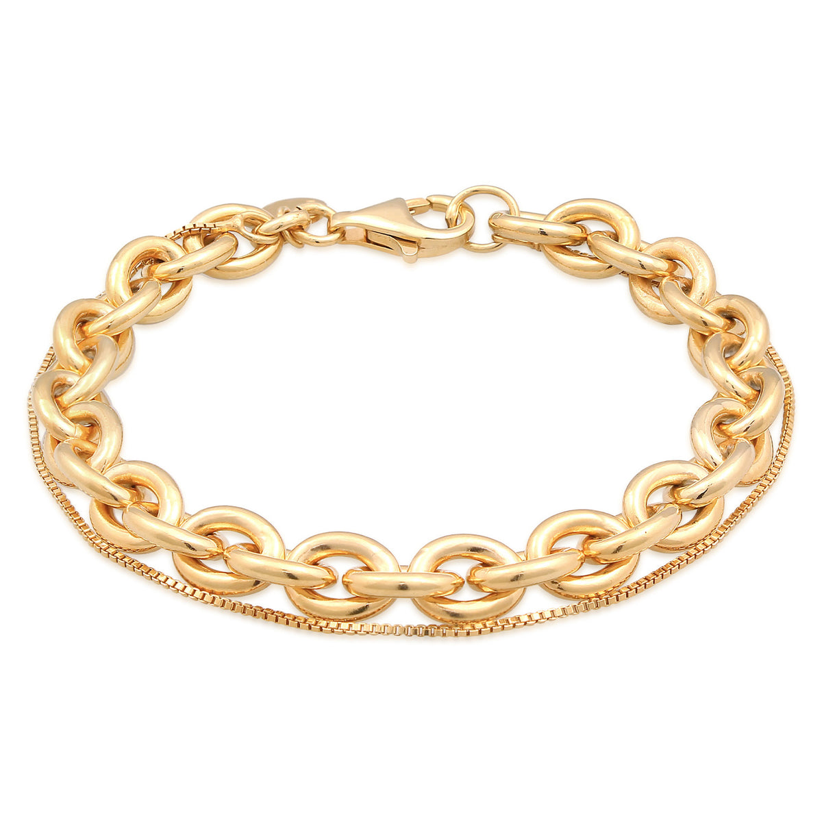 Gold - Elli PREMIUM | Layer-Armband Glieder | 925er Sterling Silber