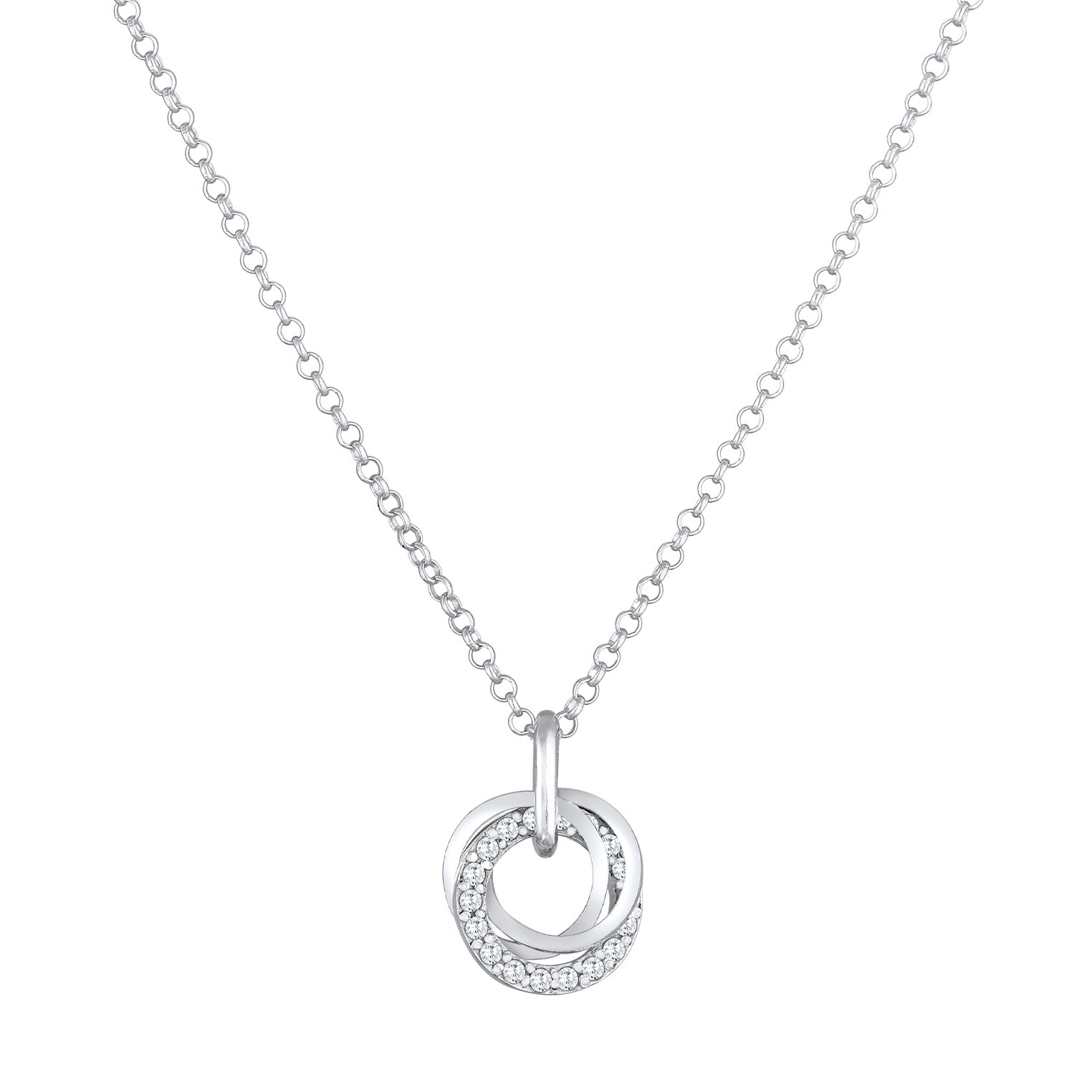 Silber - Elli | Halskette Kreis Twisted | Zirkonia (Weiß) | 925er Sterling Silber