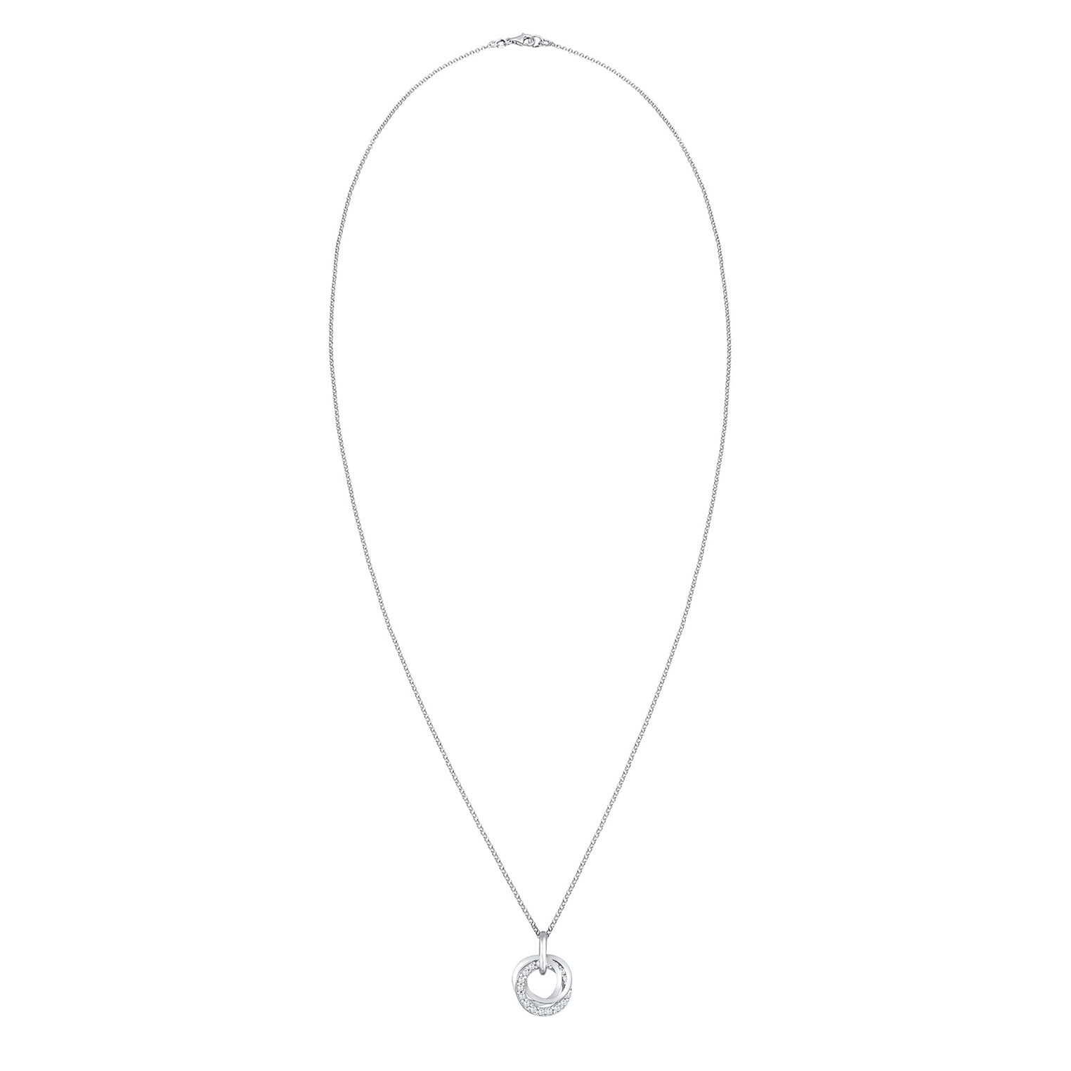 Silber - Elli | Halskette Kreis Twisted | Zirkonia (Weiß) | 925er Sterling Silber