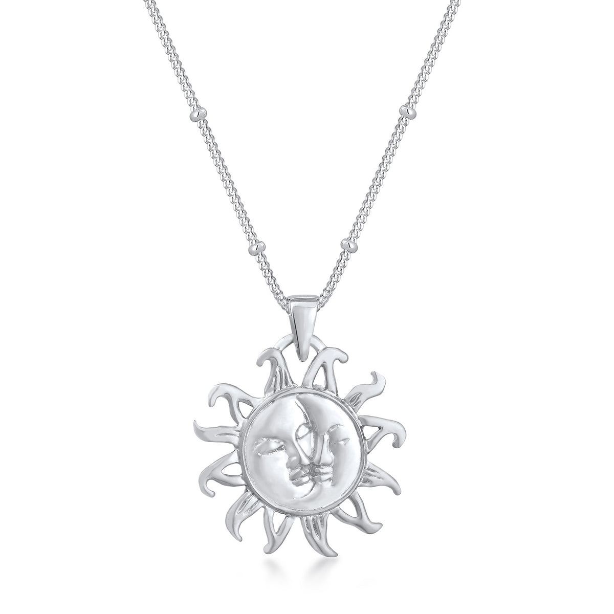 Silber - Elli | Kugel-Halskette Halbmond | 925 Sterling Silber