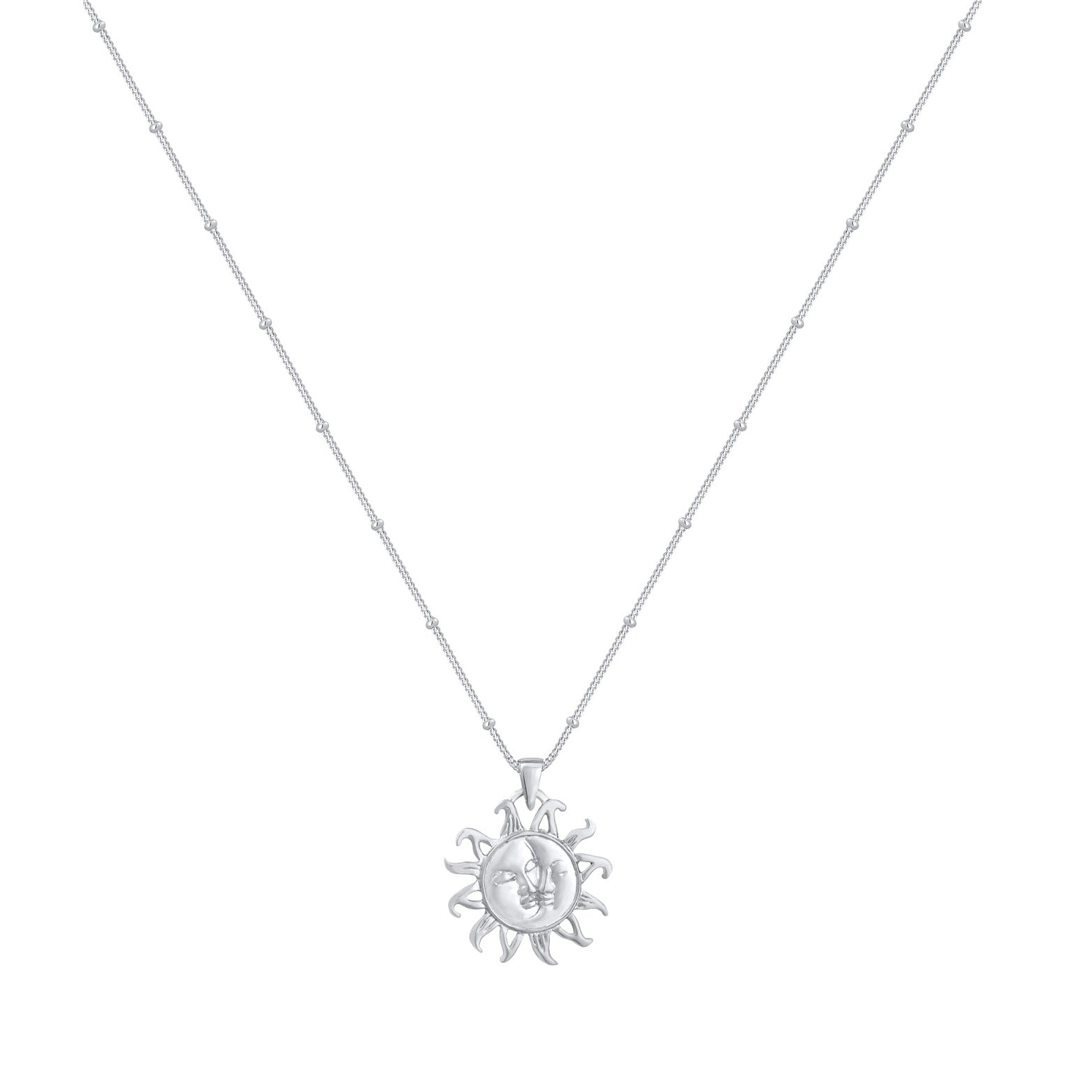 Silber - Elli | Kugel-Halskette Halbmond | 925 Sterling Silber