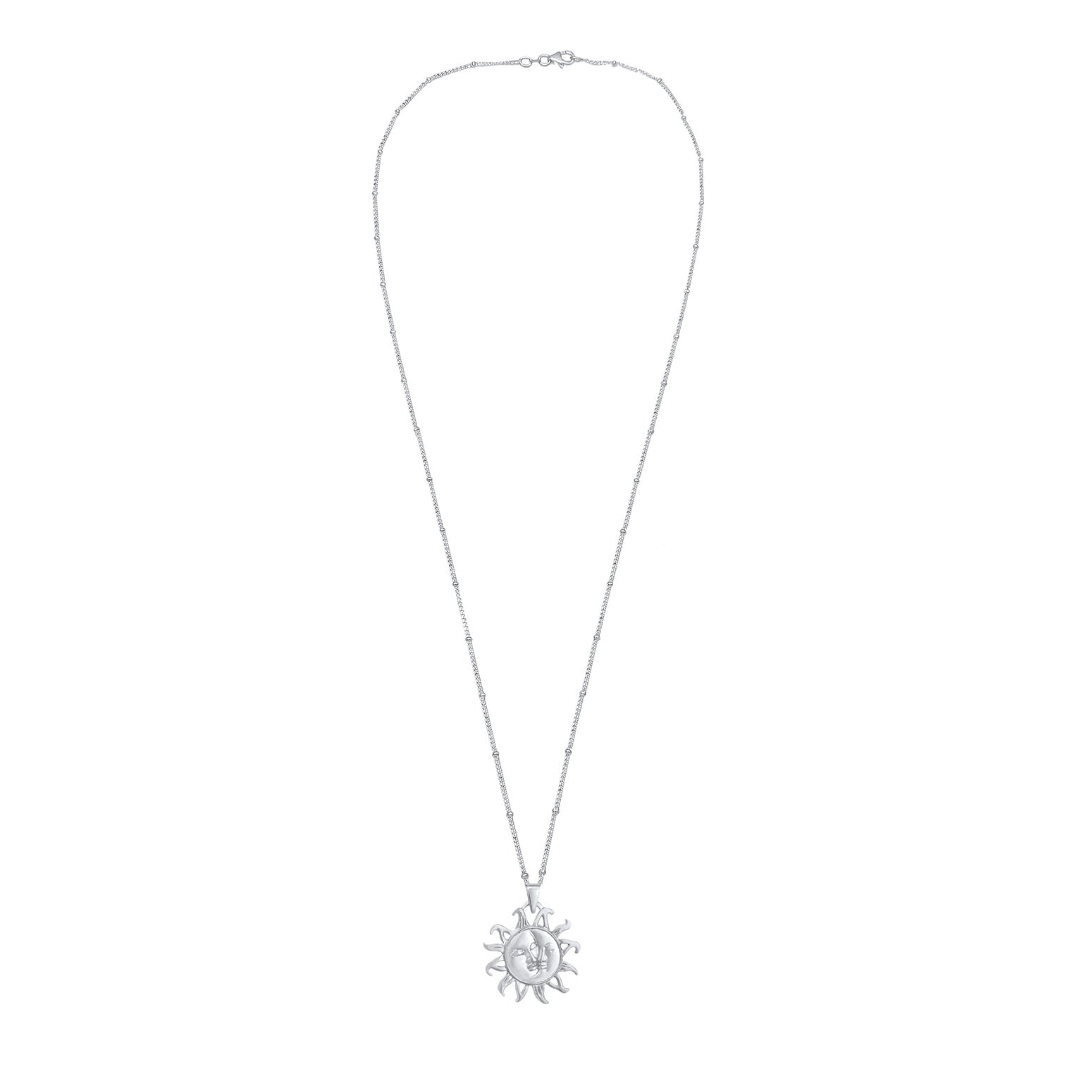 Silber - Elli | Kugel-Halskette Halbmond | 925 Sterling Silber