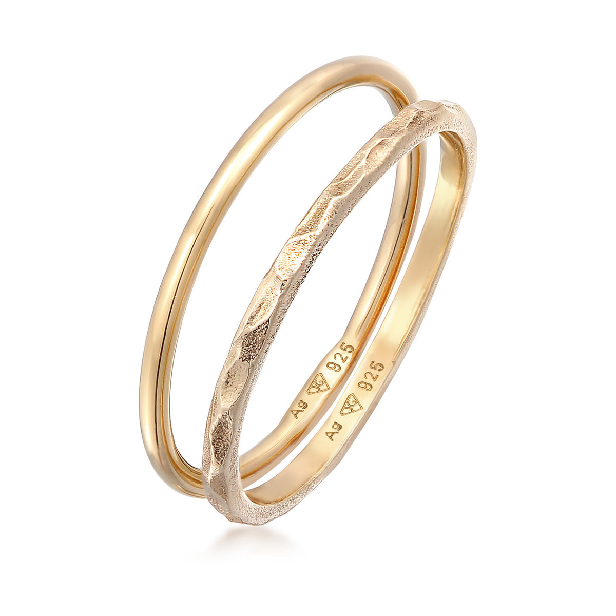 Gold - Elli | Stapelring 2er Set | 925er Sterling Silber