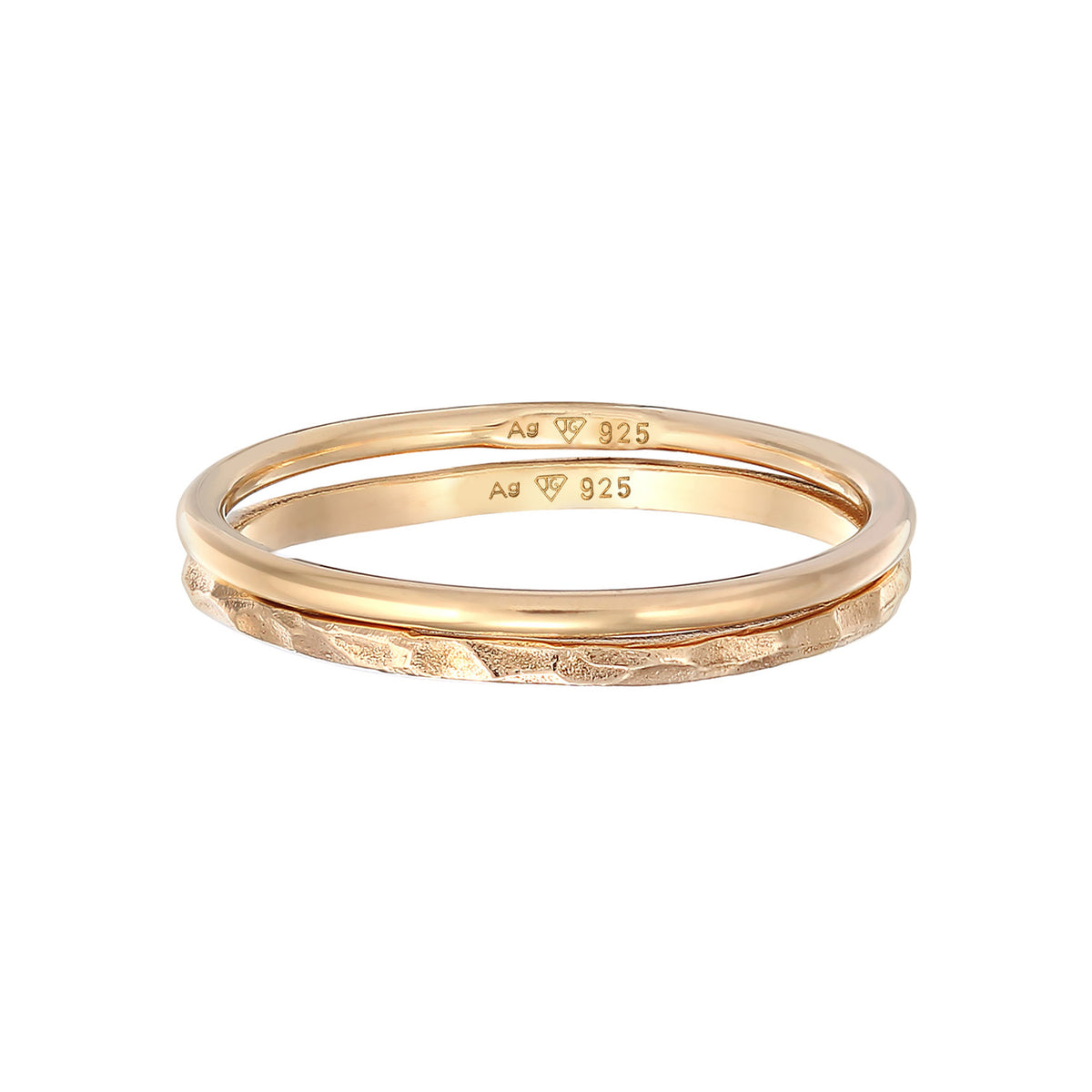 Gold - Elli | Stapelring 2er Set | 925er Sterling Silber