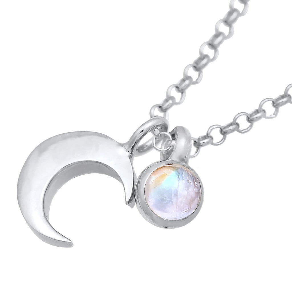 Silber - Elli | Choker Halbmond | Mondstein (Weiß) | 925er Sterling Silber