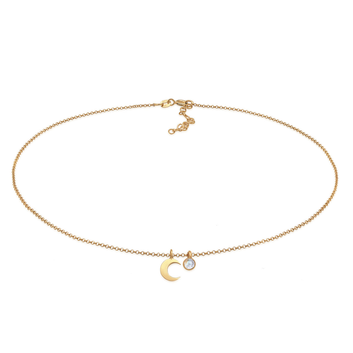Gold - Elli | Choker Halbmond | Mondstein (Weiß) | 925er Sterling Silber