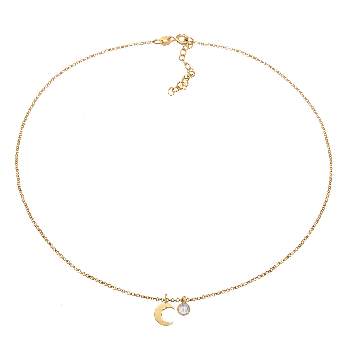 Gold - Elli | Choker Halbmond | Mondstein (Weiß) | 925er Sterling Silber
