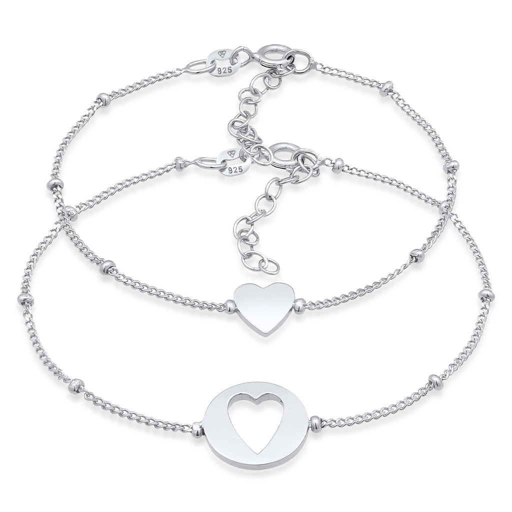 Silber - Elli | Mutter-Kind-Armbandset Herz | 925er Sterling Silber