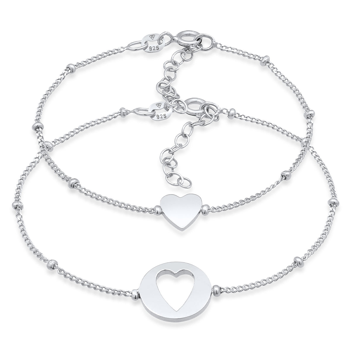 Silber - Elli | Mutter-Kind-Armbandset Herz | 925er Sterling Silber