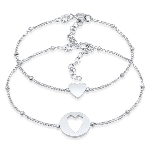 Silber - Elli | Mutter-Kind-Armbandset Herz | 925er Sterling Silber