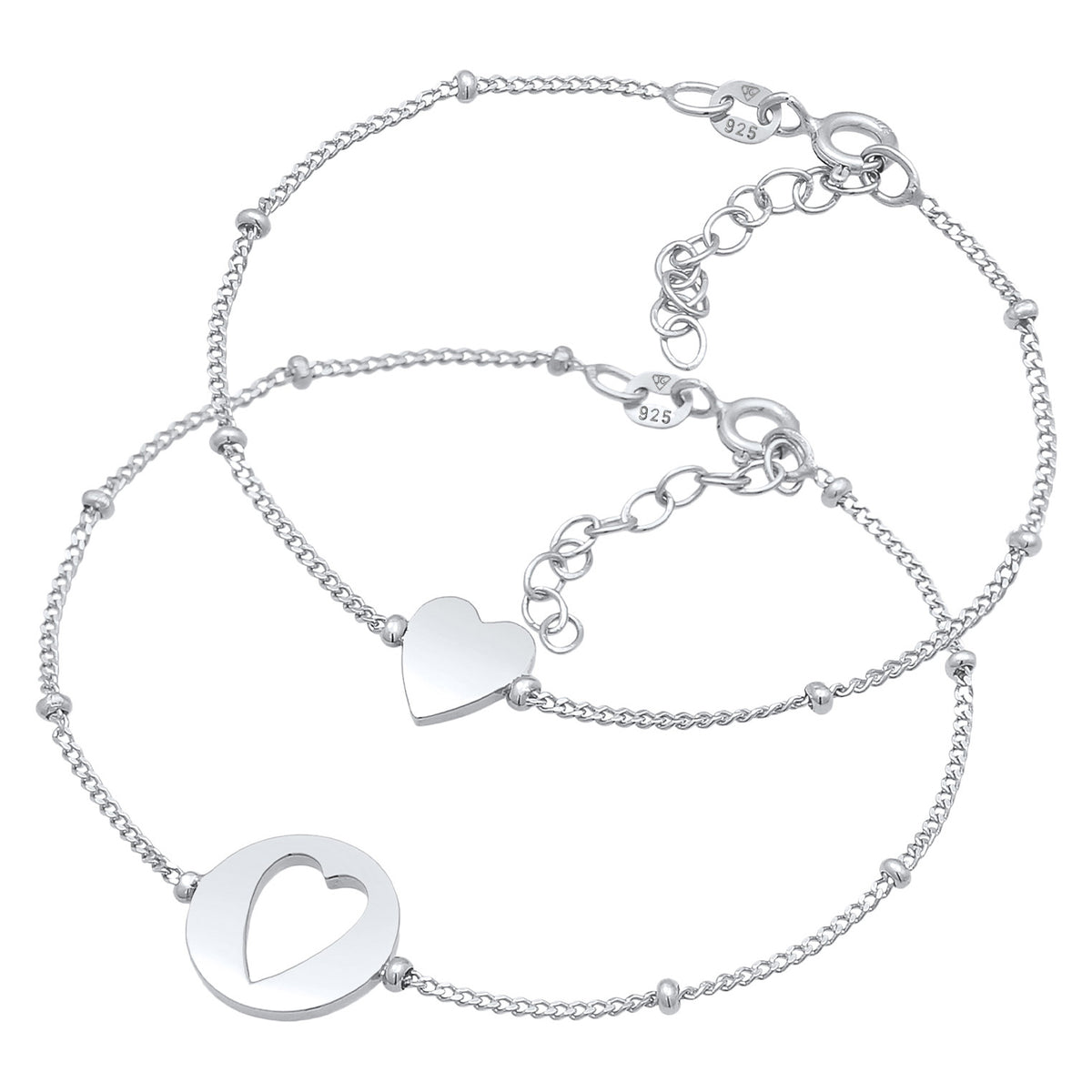 Silber - Elli | Mutter-Kind-Armbandset Herz | 925er Sterling Silber